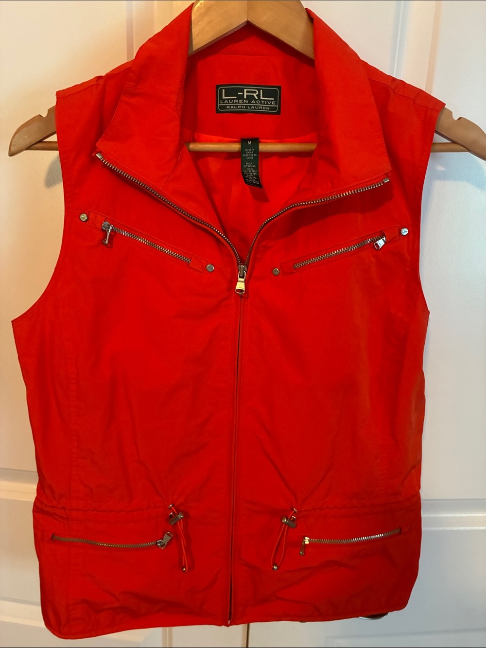 Lauren Ralph Lauren Bright Red Zip-Front Utility Vest